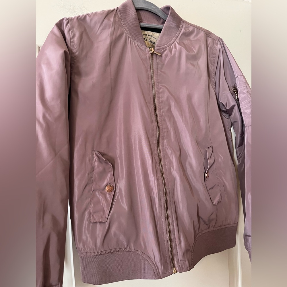 Ci Sono Dusty Lavender Bomber Jacket with Gold Detail Women’s Size Small - Picture 7 of 16
